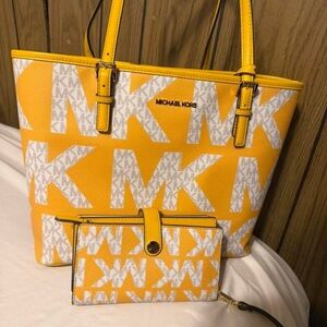 Michael Kors Bold Yellow and White Tote